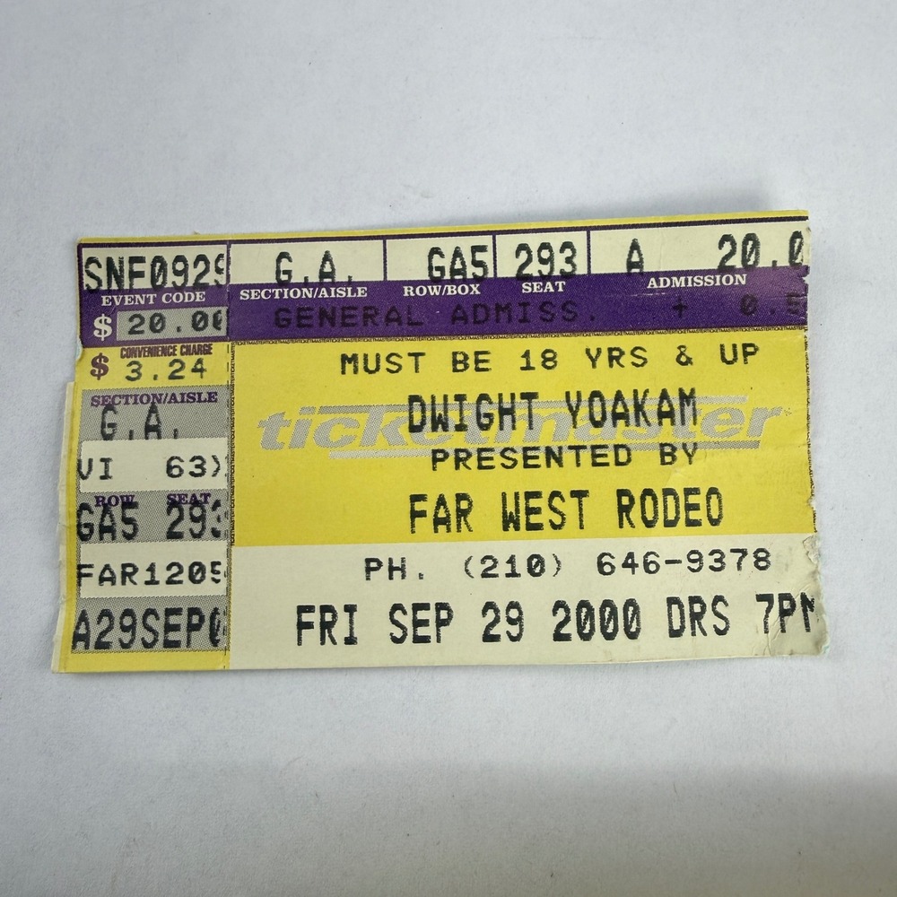 Vintage Dwight Yoakam Concert Ticket Stub Far West Rodeo‎ San Antonio TX 2000